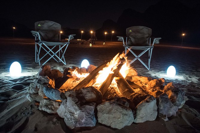 Mleiha Dubai Desert Overnight Camping Stargazing with BBQ Dinner - Overnight Camping Setup: Tents, Air Mattresses, and Bonfire Dinner After Dark