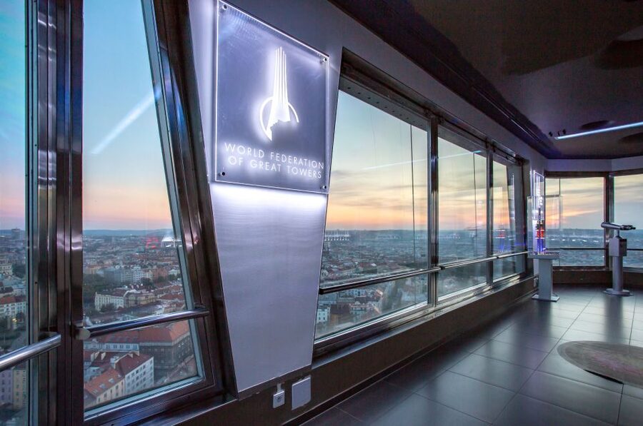 Prague TV Observatory Tower Audio Guide with Online Ticket - Up top in three capsules: towers facts, bubble chairs, and Czech art